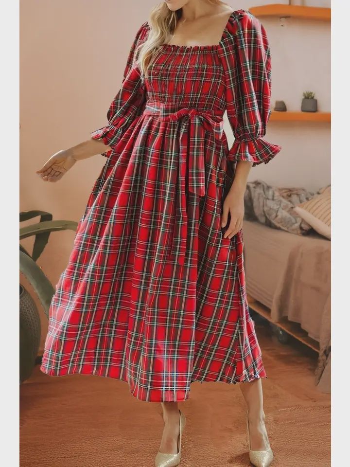 Plaid Midi Dress