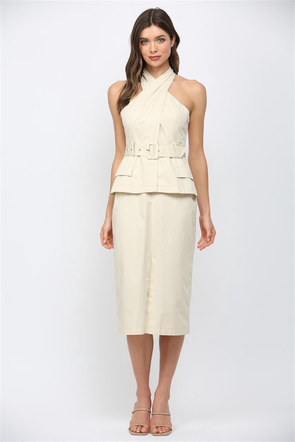 Cross Your Heart Belted Midi Dress