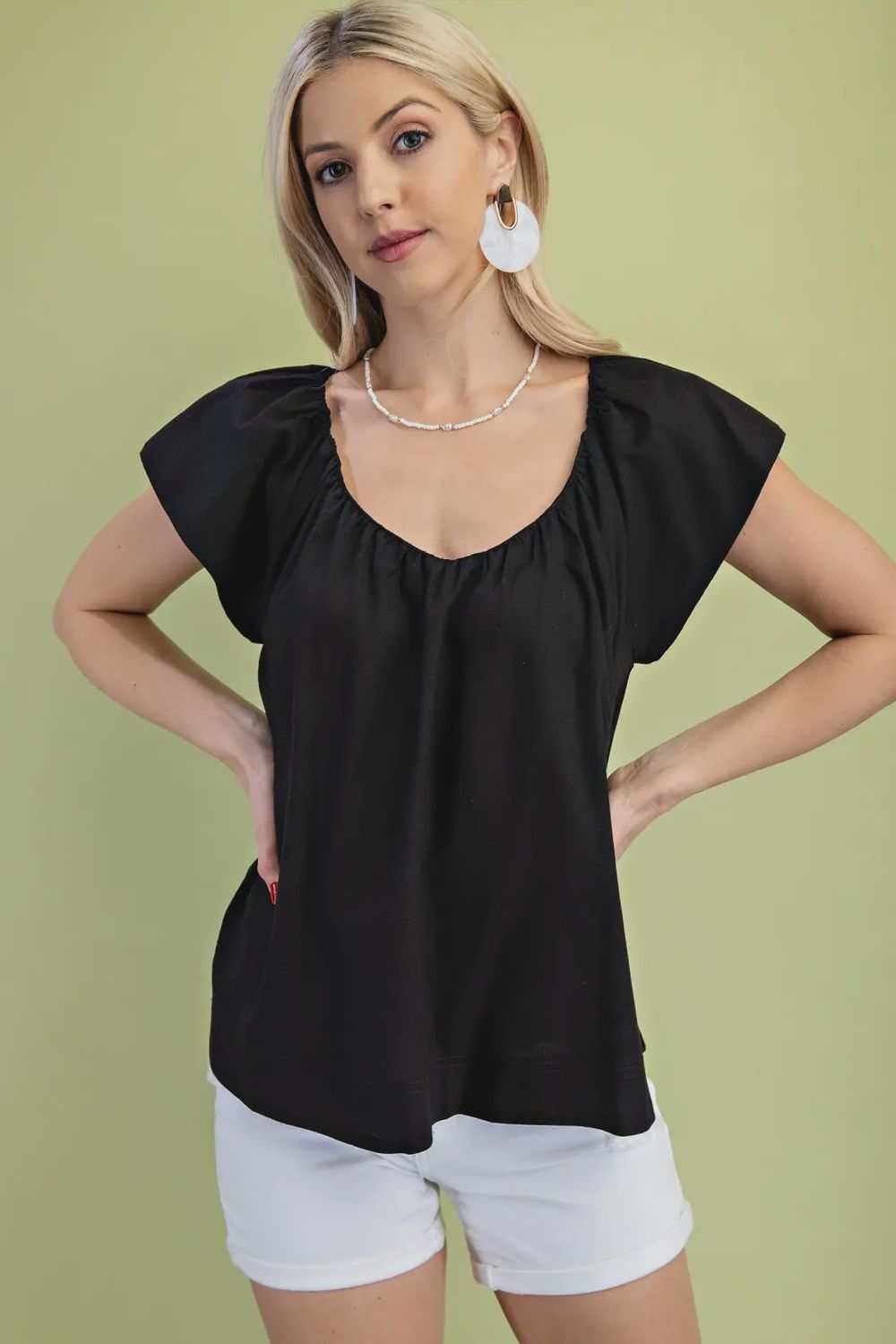 Linen V-Neck Top