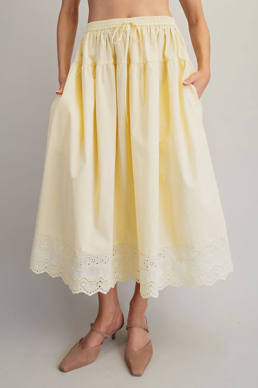 Eyelet Hem Maxi Skirt