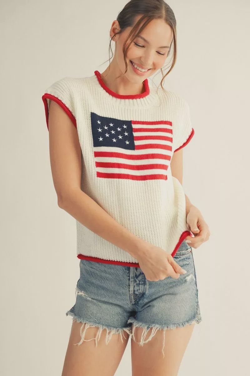 American Flag Knit Top