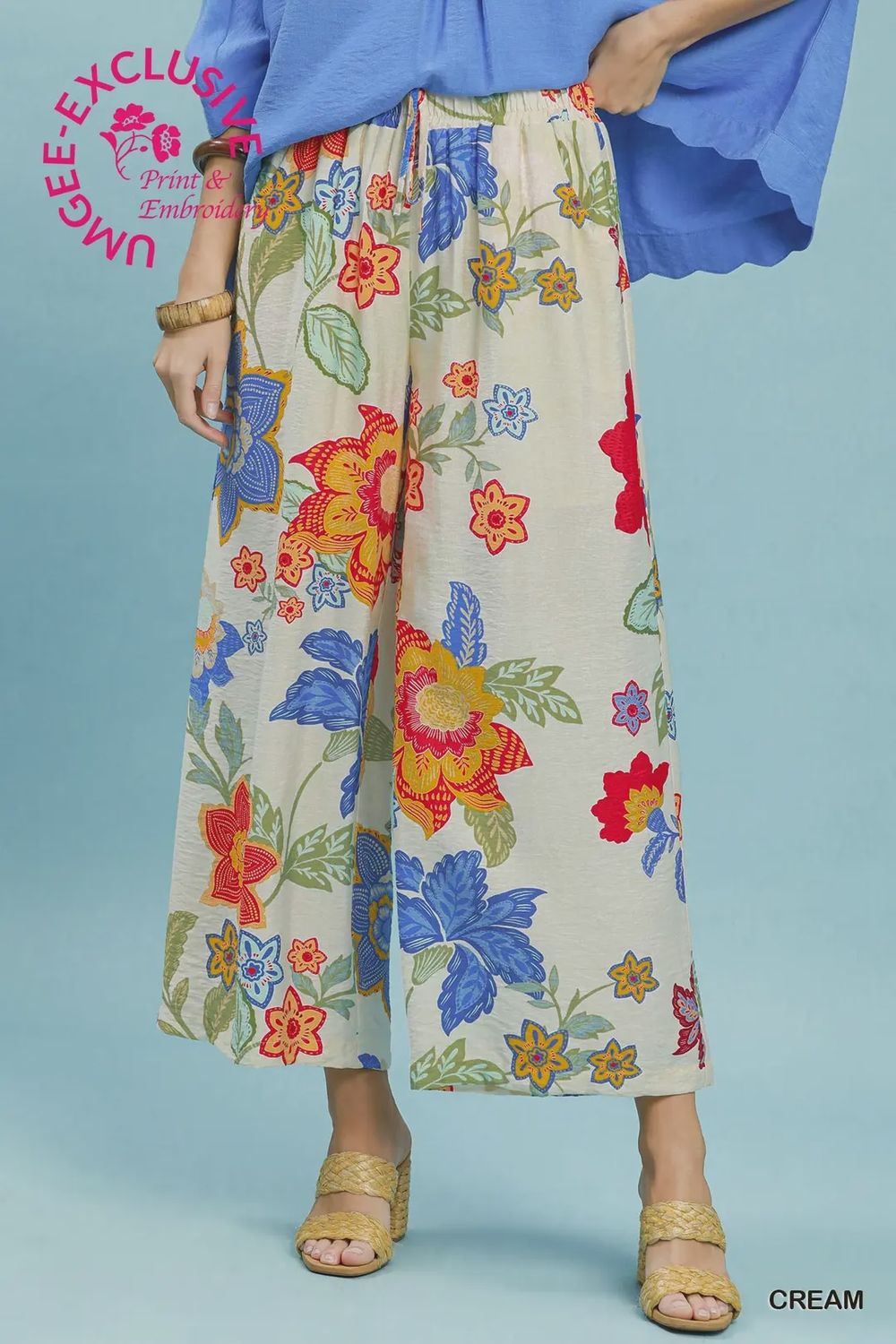 Floral Wide Leg Crop Pants