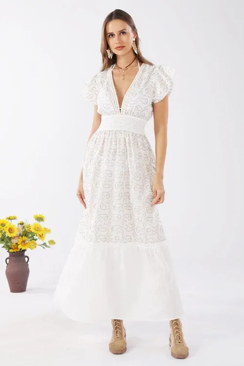 Embroidered Maxi Cover Up