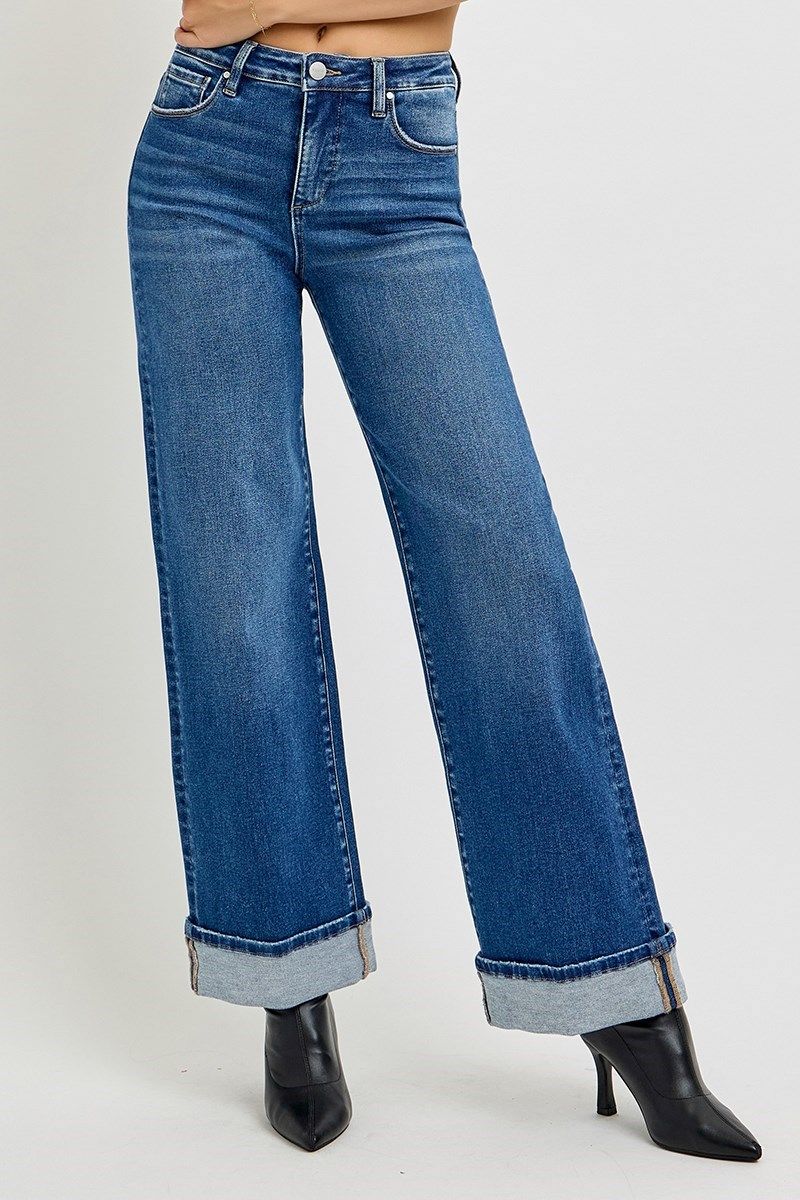 TC HR CUFFED WIDE JEANS