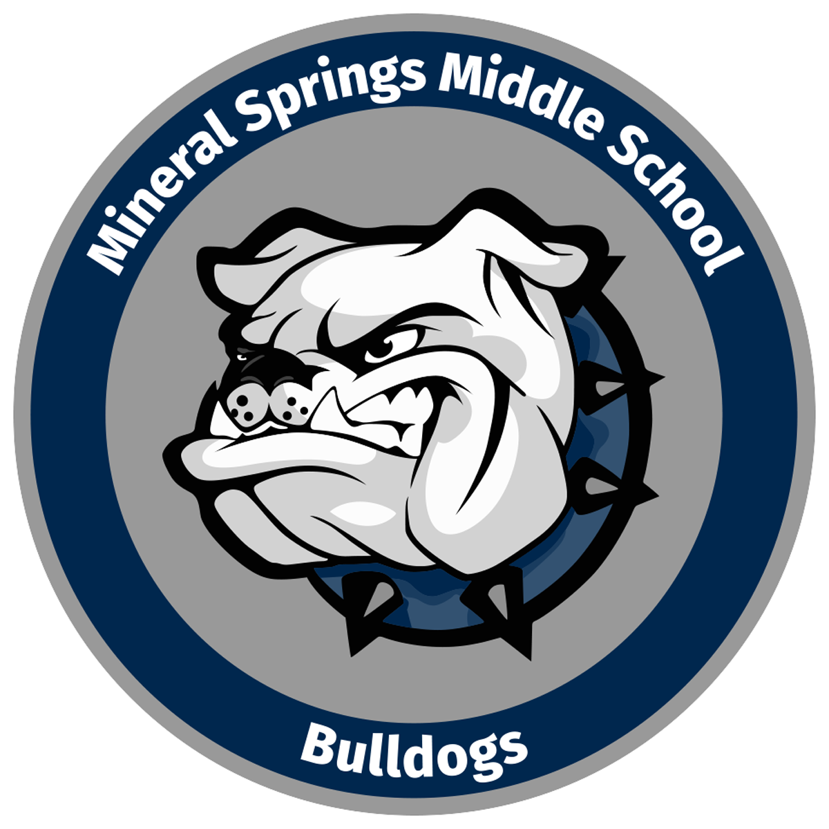 Mineral Springs Middle School Logo, Grey & Blue