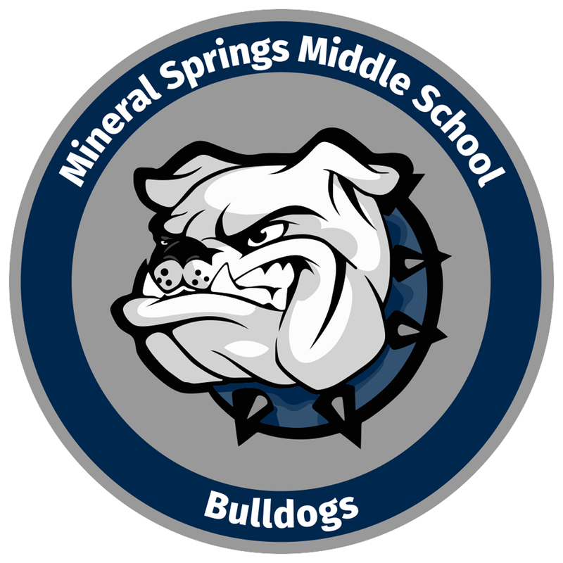 Mineral Springs Middle School Logo, Grey & Blue