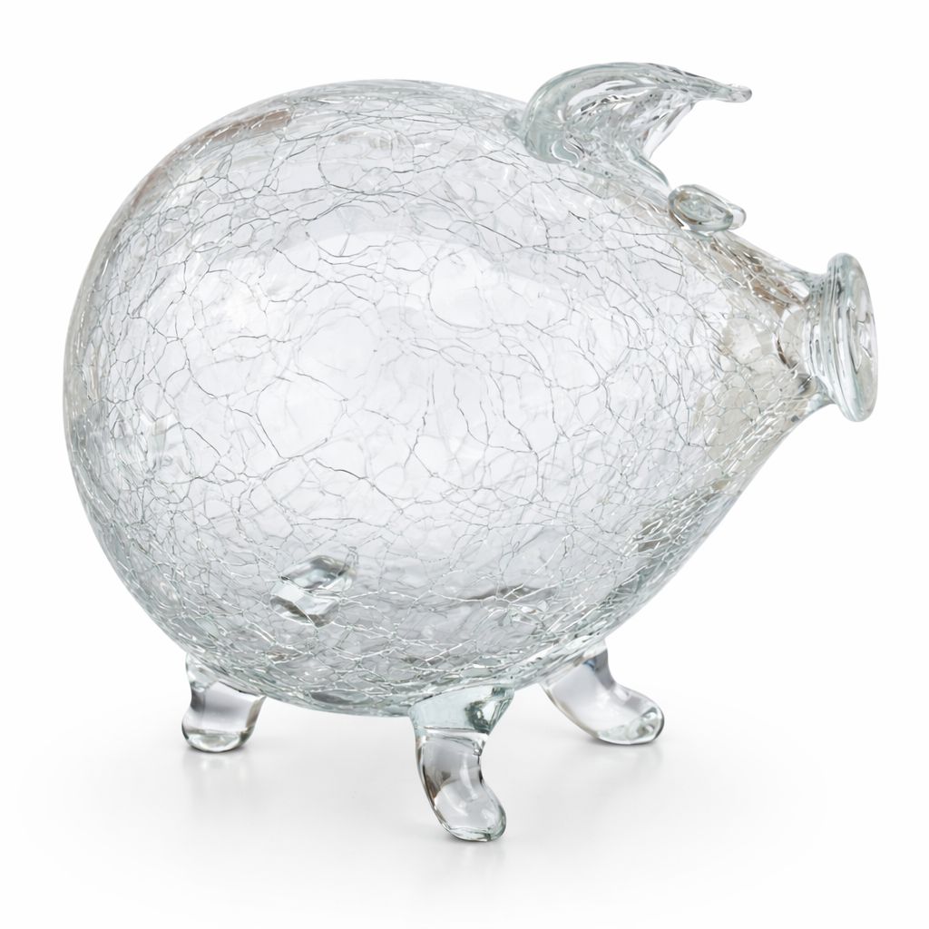 Szklana Świnka Skarbonka Crackle XL