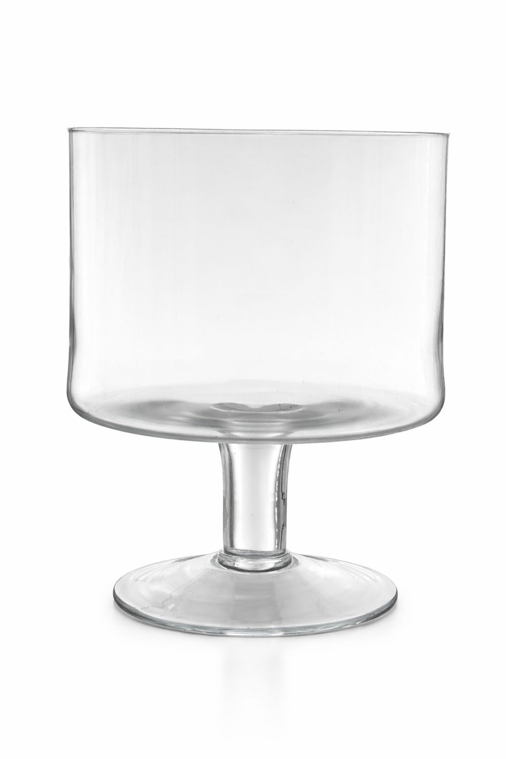 Szklana patera na nodze bez klosza – minimalistyczna forma, przezroczyste szkło, produkt dekoracyjny do kuchni i jadalni