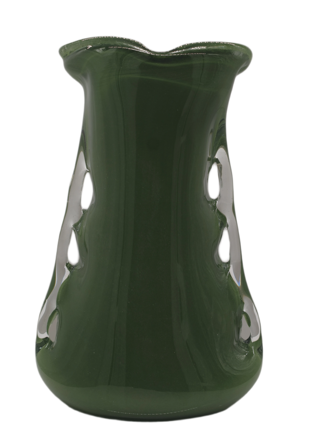 Szklany wazon artystyczny Płetwa Rekina K-OLIVEGREEN – polskie szkło handmade – 31 cm