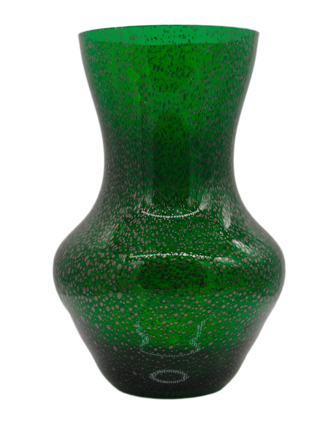 Klasyczny zielony wazon szklany artystyczny serii PARMA Wenecki Szmaragd wys 28 cm MIBA-GLASS
