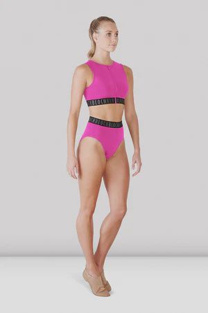 Ladies Remy Zip Front Crop Top, Size: P, Colour: Azalea