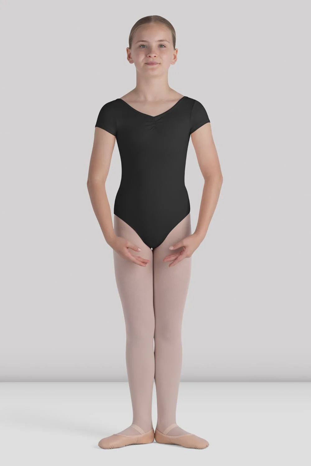 Girls Piper Cap Sleeve Leotard, Size: 6-7, Colour: BLK