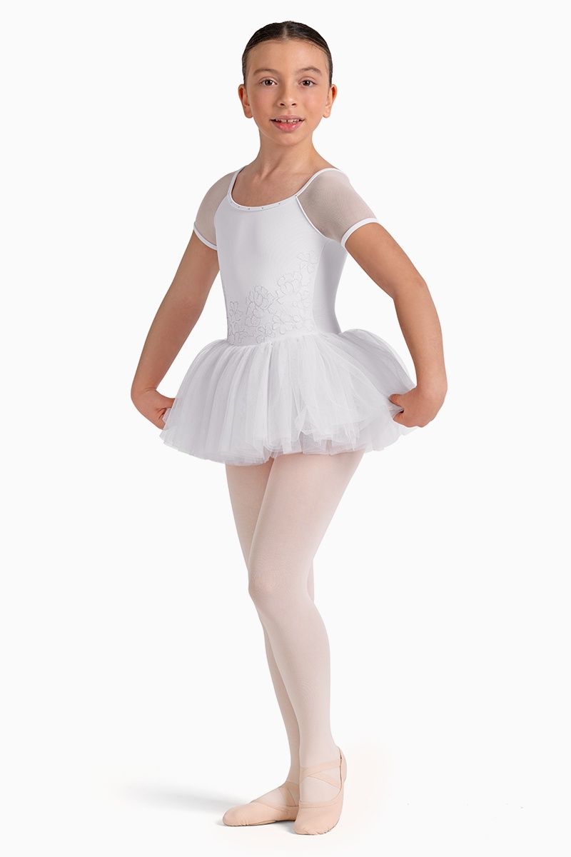 Scoop back cap sleeve tutu Leo, Colour: White (WHT), Size: 2/4