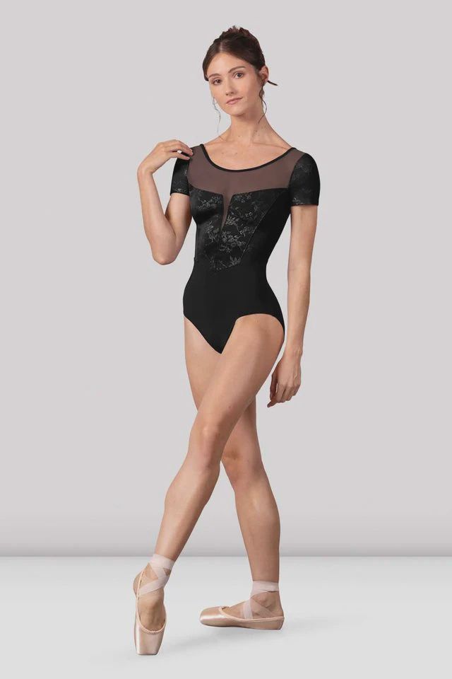 Christina Cap Sleeve Leotard, Colour: Black, Size: P
