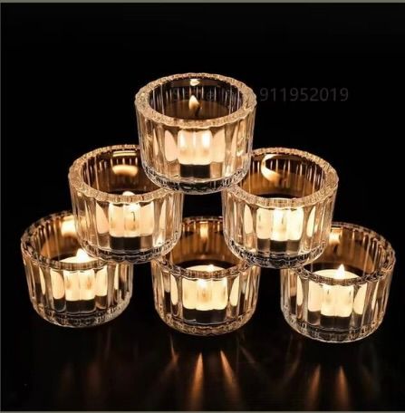 Votives and Tealights-Glass / set of three / Clear