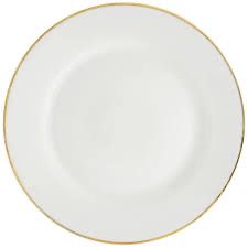 Dinnerware- Cream Glass Dinner Plate with Gold Rim