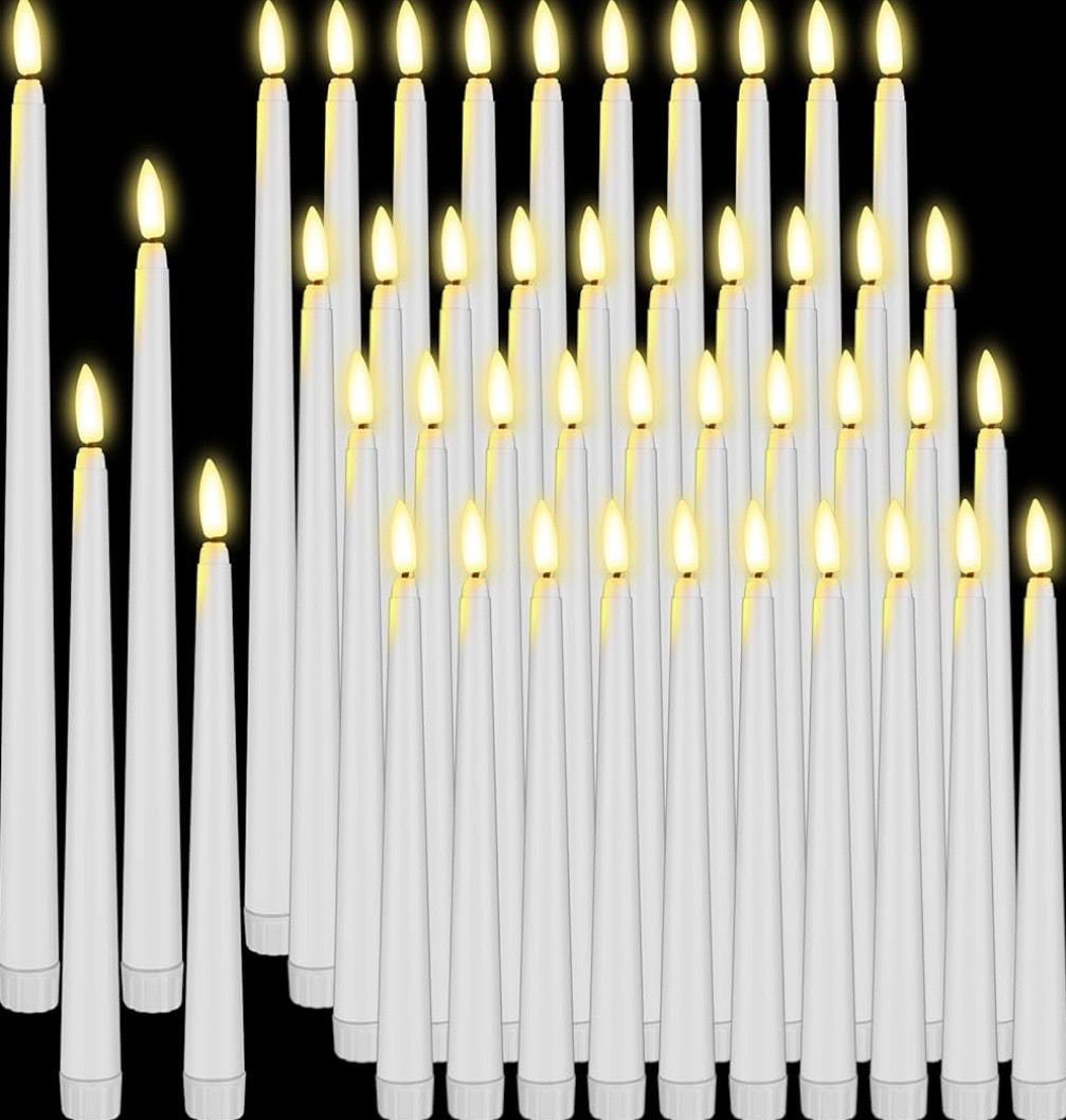 Candles- Flameless LED Taper Candles Battery Operated Candles (White) 4 Sizes of 8.5&#39;&#39;, 9.65&#39;&#39;, 10.83&#39;&#39;, 12.8&#39;&#39;  (please specify quantity and size on last page of checkout under comments)