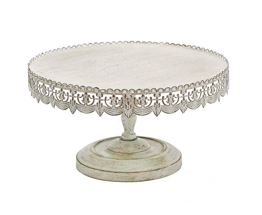 Cake stand- 16” Victorian Antique Whitewash Cake Stand
