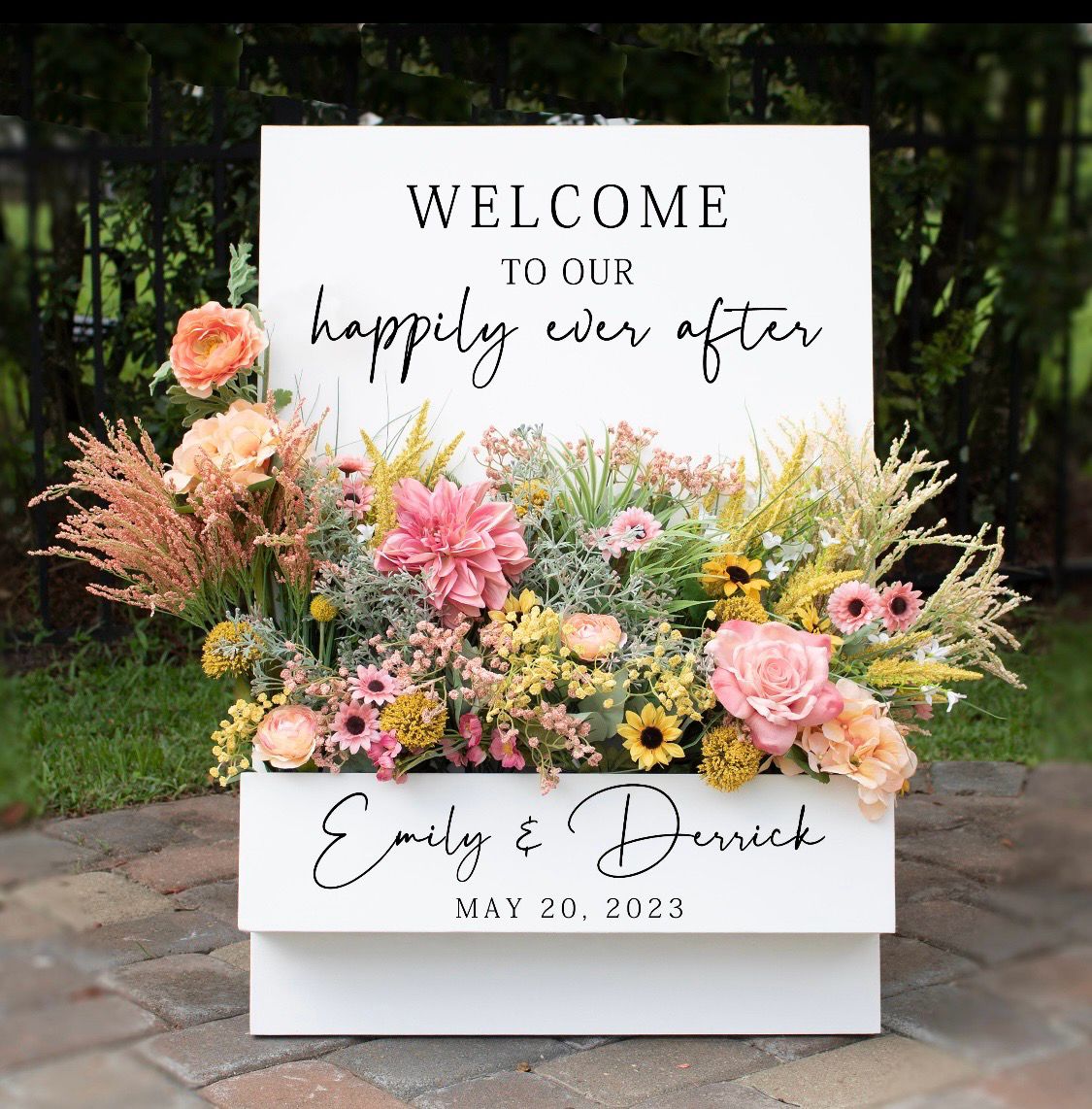 Sign- Floral Box Welcome Sign- Customization Of Your Choice Included. FLOWERS NOT INCLUDED