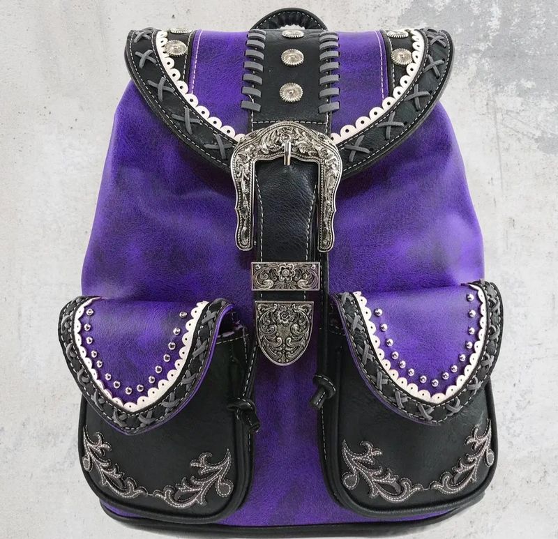 Western Leather Buckle Backpack 