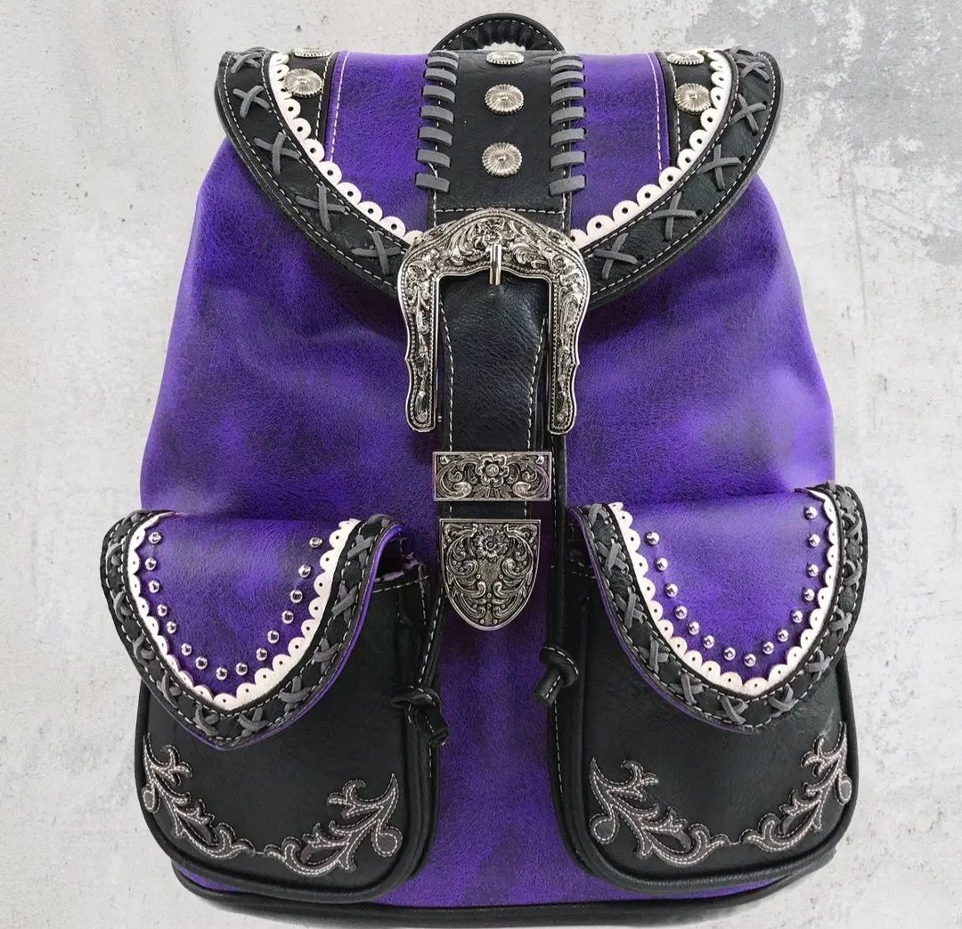 Western Leather Buckle Backpack 
