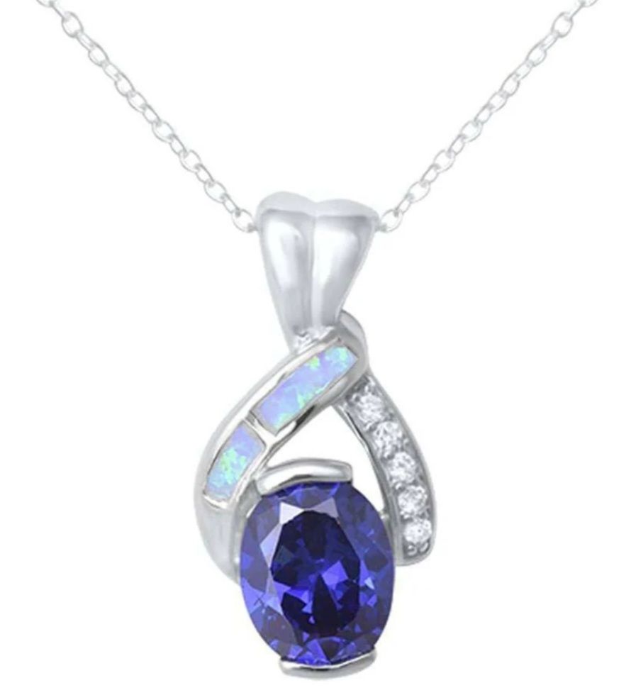 Tanzanite white opal necklace 
