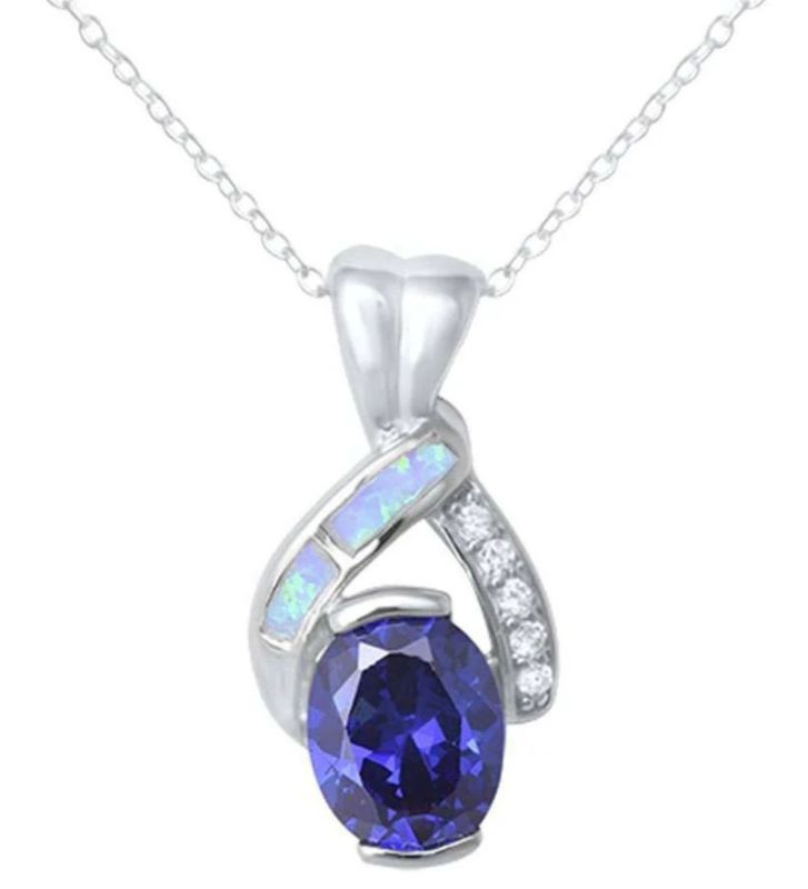 Tanzanite white opal necklace 