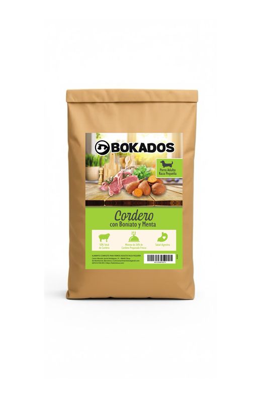 BOKADOS CORDERO CON BONIATO Y MENTA RAZA PEQUEÑA GRAIN FREE