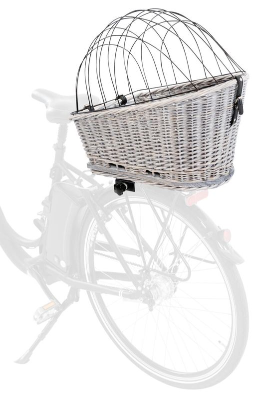 Fietsmand met gaas voor bagagedrager, wilg/metaal 35 × 49 × 55 cm, grijs  13114