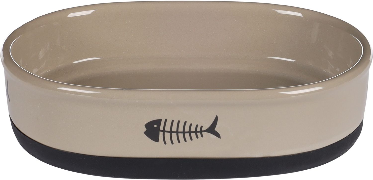 EET-EN DRINKPOT KAT AURI KERAMISCH TAUPE OVAAL ANTISL.550ML18,5x13x5CM   561277