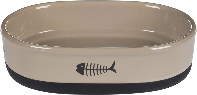 EET-EN DRINKPOT KAT AURI KERAMISCH TAUPE OVAAL ANTISL.550ML18,5x13x5CM   561277