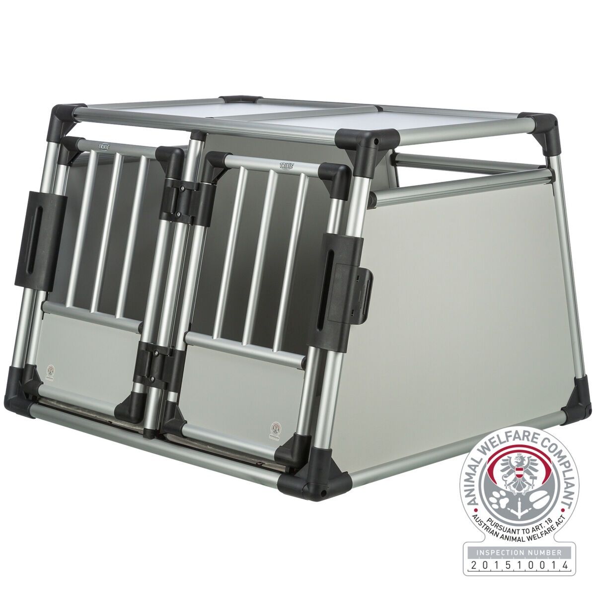 Vervoersbox, dubbel, aluminium M–L: 93 × 64 × 88 cm, zilver/lichtgrijs 39345