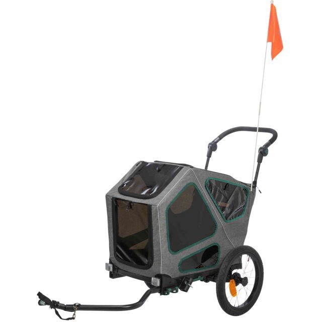 Fietskar, S: 41,5 × 59 × 78/130 cm, grijs/salie 12800