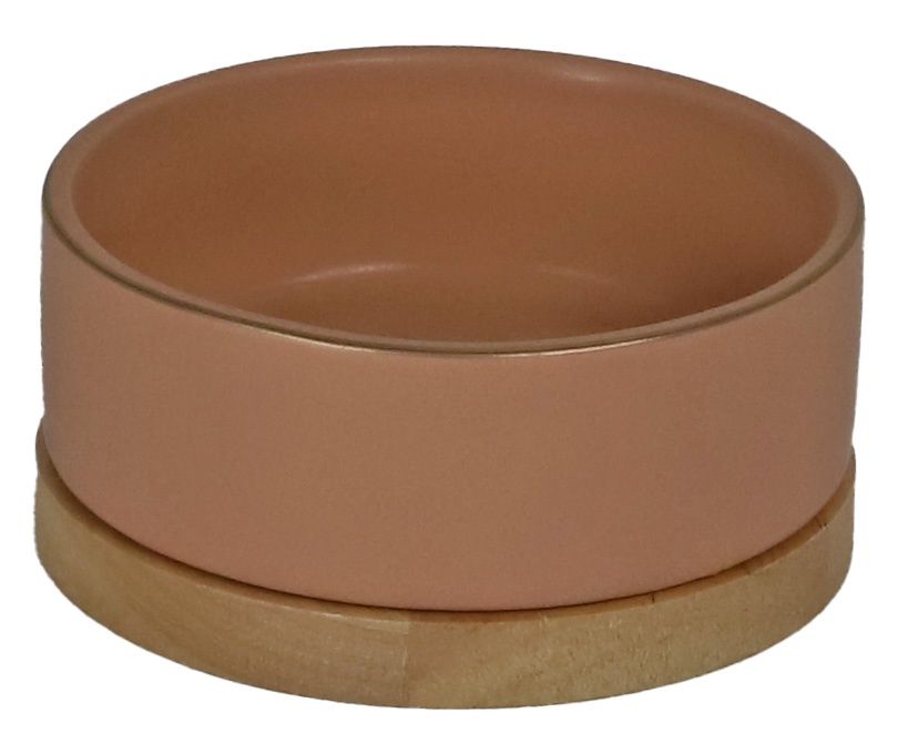 EETBAK KERAMIEK/HOUT ZALM ROZE 13CM 0203242