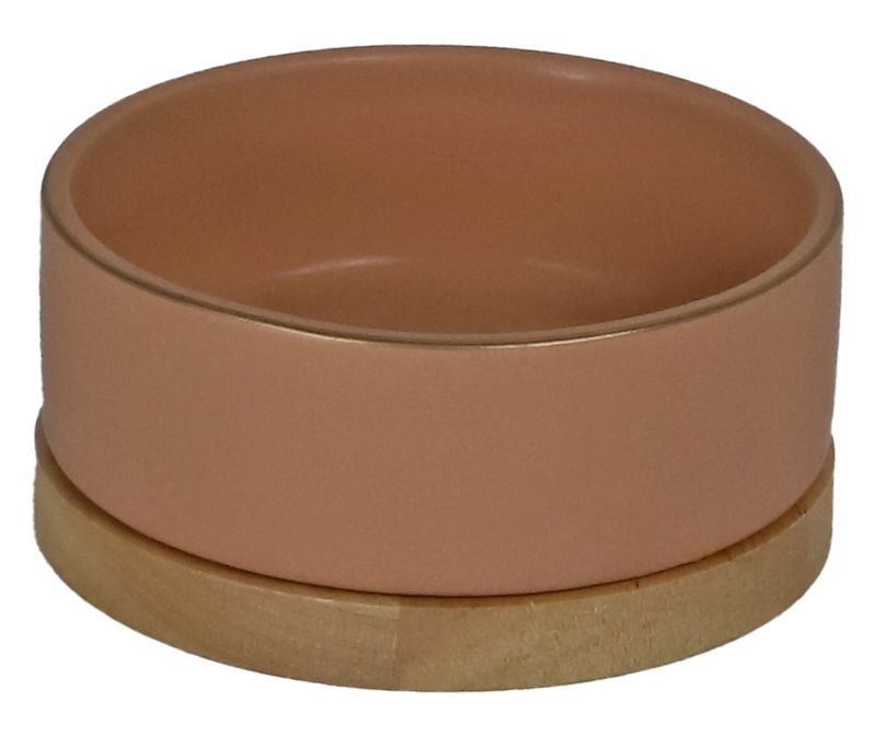 EETBAK KERAMIEK/HOUT ZALM ROZE 13CM 0203242