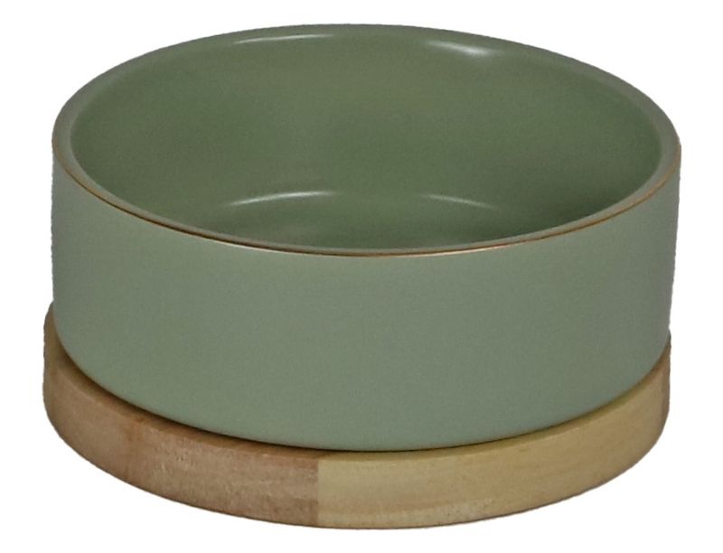 EETBAK KERAMIEK/HOUT ZEEGROEN 13CM 0203241