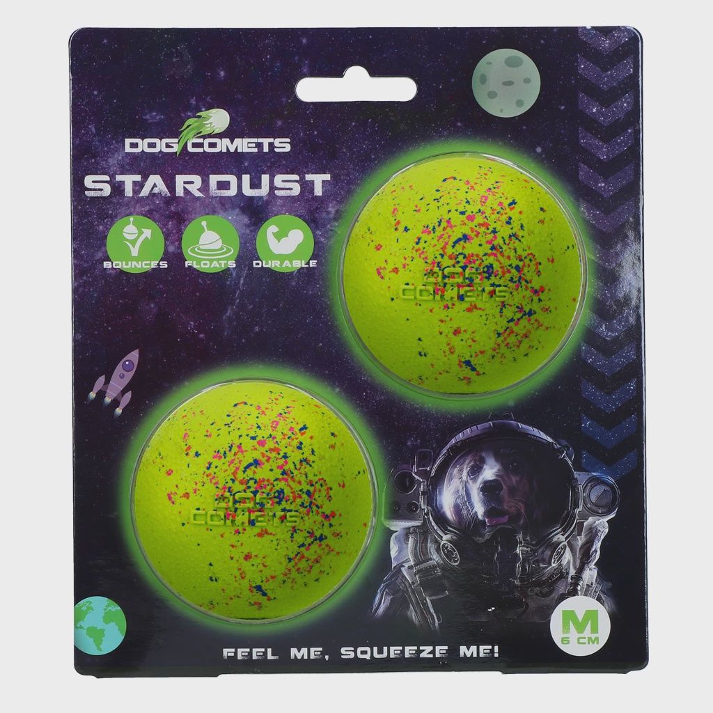 Dog Comets Ball Stardust Groen M 2-pack COME001A
