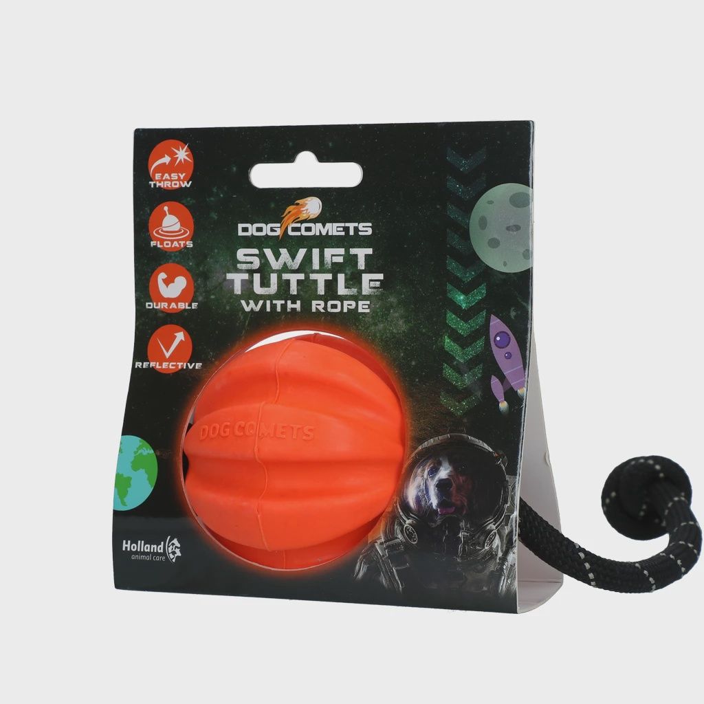 Dog Comets Ball Meteorite Oranje met touw COME002A