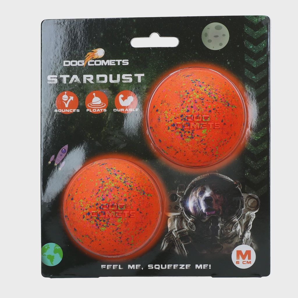 Dog Comets Ball Stardust Oranje M 2-pack COME010A