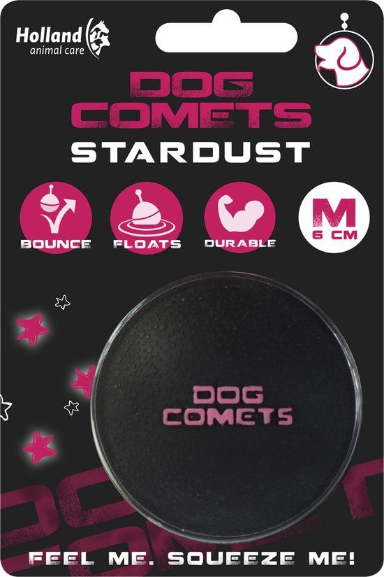 Dog Comets Ball Stardust Zwart/Roze S COME009D