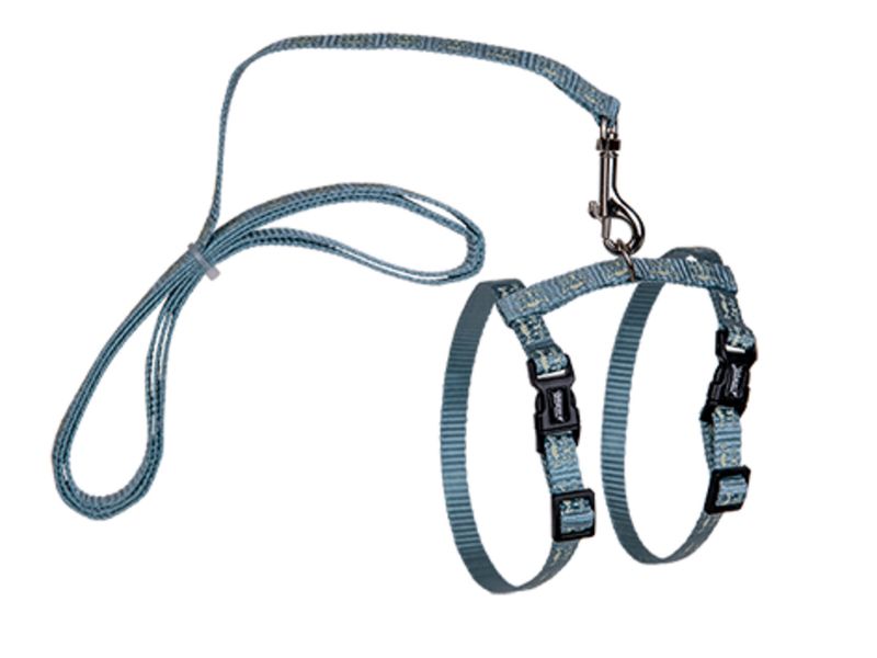 Harnas+Leiband kat Glow Up blauw 22/32cm+120cm 18970
