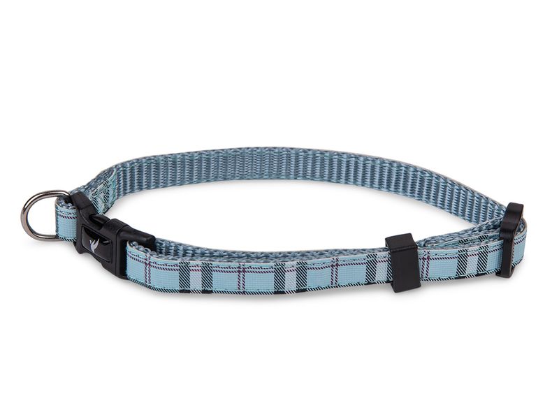 Halsband nylon Schotse Ruit blauw13-20cmx10mm XS   16835