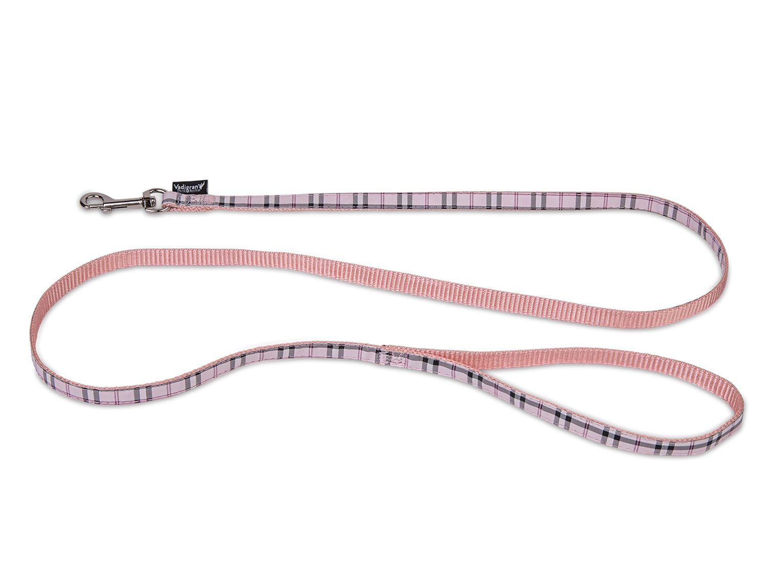 Leiband hond nylon Schotse Ruit roze 120cmx10mm S   16852