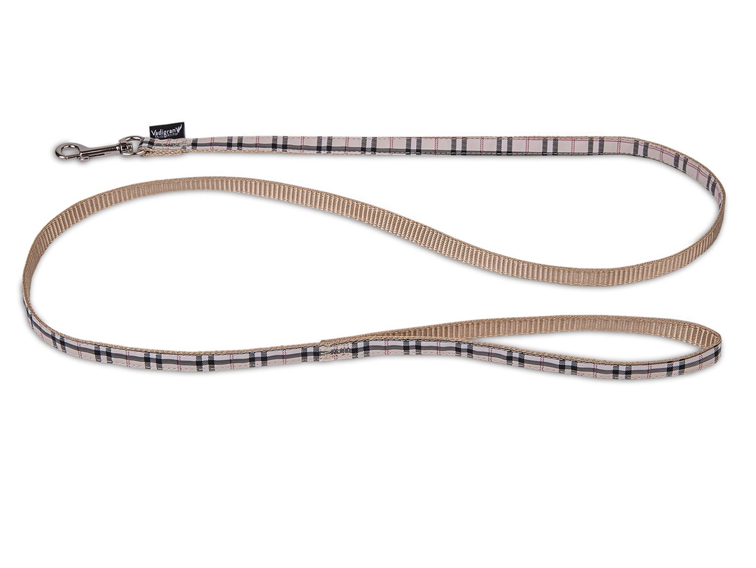 Leiband hond nylon Schotse Ruit beige 120cmx10mm S   16851