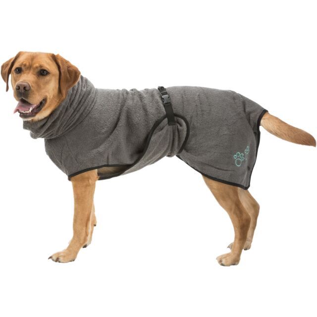 Badjas voor honden, badstof XL: 75 cm, grijs  23575