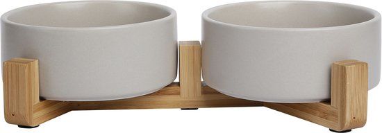 Bon Appetit Dubbele Keram Voerbak Bamboe 34x18,5x9,5cm 51/0113