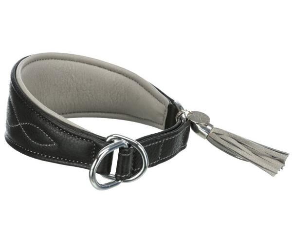 Active Comfort halsband voor windhonden, leer XS–S: 24–31 cm/50 mm, zwart/grijs  18961