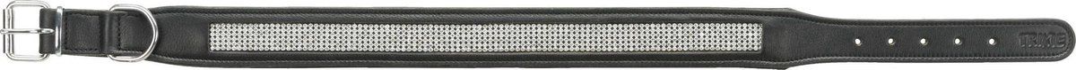 Active Comfort halsband met stras, leer L: 50–58 cm/40 mm, zwart  19037