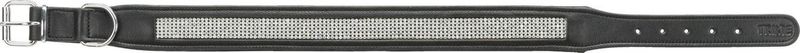 Active Comfort halsband met stras, leer L: 50–58 cm/40 mm, zwart  19037