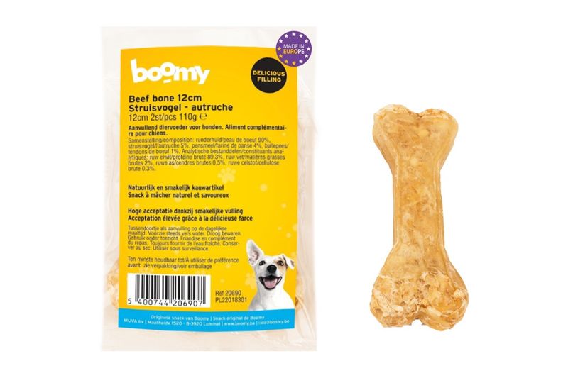 Beef bone struisvogel 12cm 2st    20690